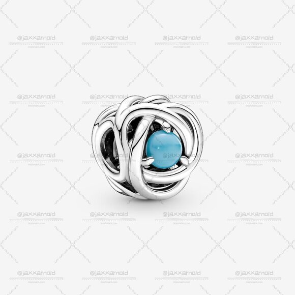 Pandora December Turquoise Blue Eternity Circle Charm - Picture 1 of 5